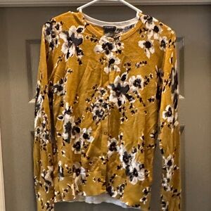 Ann Taylor Factory Yellow Floral Cardigan